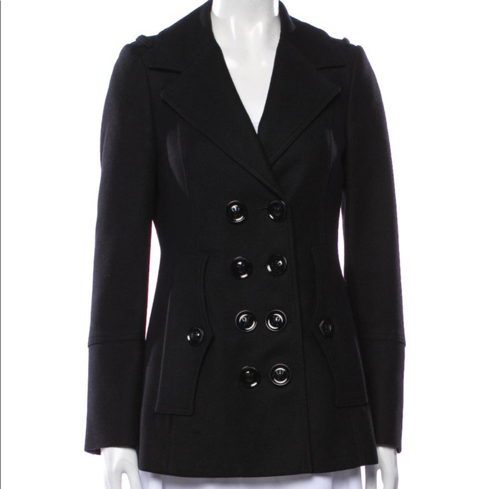 Burberry Black Double Breasted Pea Coat